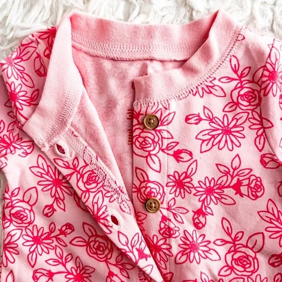 Cat & Jack Baby Girls Floral Romper, Pink, Size 0-3M - Picture 5 of 8